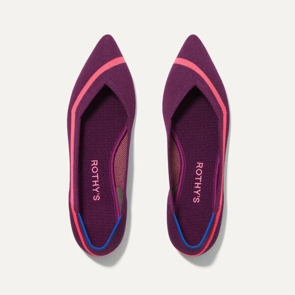 Rothy's The Point in Maroon Neon Stripe Size 10‎ - Picture 1 of 9